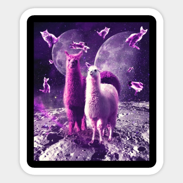 Outer Space Galaxy Cat With Llama Sticker by Random Galaxy